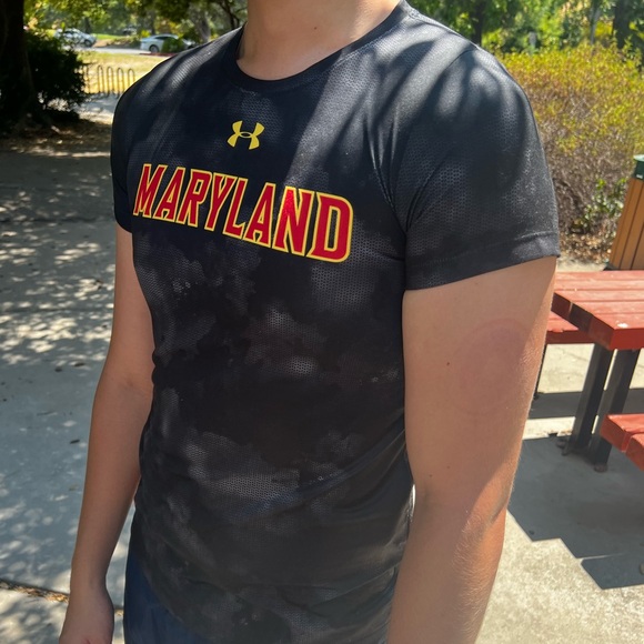 UNDER ARMOUR MARYLAND TERRAPINS JORGENSEN 22 CAMO HEATHEAR SHIRT WOMEN WORKOUT S - Picture 2 of 16